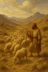 Shepherd guides his flock